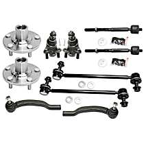 10-Piece Kit Front, Driver and Passenger Side Suspension, includes Ball Joint, Sway Bar Link, Tie Rod End, and Wheel Hub