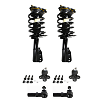 6-Piece Kit Front, Driver and Passenger Side Suspension with Ball Joints, Loaded Struts, and Tie Rod Ends, Sedan