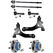8-Piece Kit Front, Driver and Passenger Side, Lower Control Arm Kit, Includes (2) Control Arm, (4) Tie Rod End, and (2) Wheel Hub