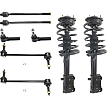 Front, Driver and Passenger Side Suspension Kit, includes Loaded Strut, Sway Bar Link, and Tie Rod End