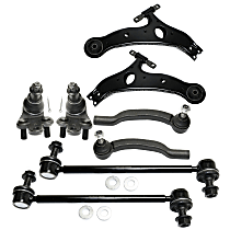 Front, Driver and Passenger Side, Lower Control Arm Kit, All Wheel Drive/Front Wheel Drive, includes Ball Joints, Sway Bar Links, and Tie Rod Ends