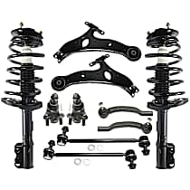 10-Piece Kit Front, Driver and Passenger Side, Lower Control Arm Kit, AWD/FWD, With 7 Passenger, Production Date From September 2005, Standard Design,  Includes (2) Ball Joint, (2) Control Arm, (2) Loaded Strut, (2) Sway Bar Link, and (2) Tie Rod E