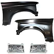 4-Piece Kit Front, Driver and Passenger Side Fender,  Includes (2) Fender and (2) Headlight