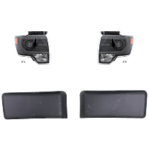 4-Piece Kit, Driver and Passenger Side HID/Xenon Headlight, Without bulb(s), OE Replacement, Includes (2) Bumper Trim and (2) Headlight