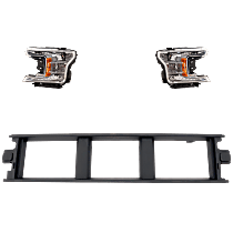 3-Piece Kit Driver and Passenger Side Halogen Headlight, With bulb(s), For Models Without Black Appearance and Special Edition Package, OE Replacement Includes (1) Bumper Trim and (2) Headlight
