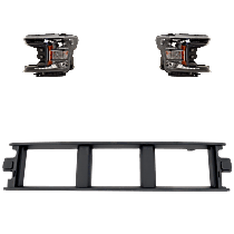 3-Piece Kit Driver and Passenger Side Halogen Headlight, With bulb(s), Standard Cab Pickup, OE Replacement Includes (1) Bumper Trim and (2) Headlight