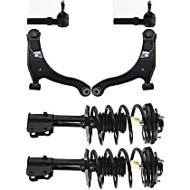 Front, Driver and Passenger Side, Lower Control Arm Kit, Front Wheel Drive, includes Shock Absorber and Strut Assembly and Tie Rod Ends