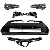 6-Piece Kit Driver and Passenger Side LED Headlight, With bulb(s),  Japan Built Vehicle, OE Replacement, Sedan,  Includes (1) Bumper Grille, (1) Grille Assembly, (2) Headlight, and (2) Fog Light Cover