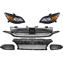 6-Piece Kit, Grille Textured Black, Coupe, Includes (1) Bumper Grille, (2) Fog Light Cover, (1) Grille Assembly, and (2) Headlight