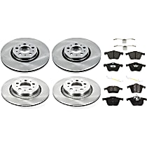 KIT-092921-1923 Front and Rear Brake Disc and Pad Kit, Plain Surface 5 Lugs - Front; 5 Lugs - Rear Semi-Metallic - Front, Organic - Rear Autospecialty By Powerstop