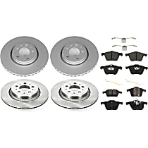 KIT-092921-1924 Front and Rear Brake Disc and Pad Kit, Plain Surface 5 Lugs - Front; 5 Lugs - Rear Semi-Metallic - Front, Organic - Rear Pro-Line Series