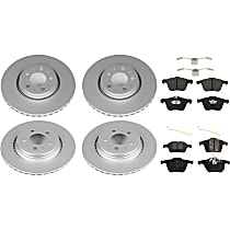 KIT-092921-1927 Front and Rear Brake Disc and Pad Kit, Plain Surface 5 Lugs - Front; 5 Lugs - Rear Semi-Metallic - Front, Organic - Rear Evolution Geomet Coated High Carbon