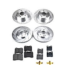 KIT-092921-1929 Front and Rear Brake Disc and Pad Kit, Cross-drilled and Slotted 5 Lugs - Front; 5 Lugs - Rear Front-299.97 mm/Rear-277.88 mm Organic