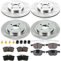8-Piece Kit Front and Rear Brake Disc and Pad Kit, Plain Surface, 4 Lugs - Front; 4 Lugs - Rear, Front-Organic/Rear-Semi-Metallic, 2.0L 4Cyl, Autospecialty By Powerstop  Includes (4) Brake Disc and (2) Brake Pad Set