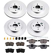 8-Piece Kit Front and Rear Brake Disc and Pad Kit, Plain Surface, 4 Lugs - Front; 4 Lugs - Rear, Front-Organic/Rear-Semi-Metallic, 2.0L 4Cyl, Evolution Geomet Coated High Carbon  Includes (4) Brake Disc and (2) Brake Pad Set