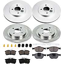 8-Piece Kit Front and Rear Brake Disc and Pad Kit, Plain Surface, 4 Lugs - Front; 4 Lugs - Rear, Front-Organic/Rear-Semi-Metallic, 2.0L 4Cyl, Pro-Line Series  Includes (4) Brake Disc and (2) Brake Pad Set