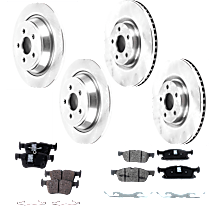 4-Wheel Set Front and Rear Brake Disc and Pad Kit, Plain Surface, 5 Lugs - Front; 5 Lugs - Rear, Ceramic, AWD,  316mm Rotor, Autospecialty By Powerstop  Includes (4) Brake Disc and (2) Brake Pad Set