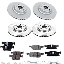 4-Wheel Set Front and Rear Brake Disc and Pad Kit, Plain Surface, 5 Lugs - Front; 5 Lugs - Rear, Ceramic, FWD,  316mm Rotor, Pro-Line Series  Includes (4) Brake Disc and (2) Brake Pad Set