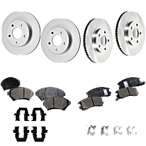 KIT-092921-2361 Front and Rear Brake Disc and Pad Kit, Plain Surface 5 Lugs - Front; 5 Lugs - Rear Ceramic - Front, Semi-Metallic - Rear Pro-Line Series