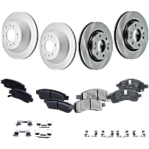Front and Rear Brake Disc and Pad Kit, Plain Surface 6 Lugs - Front; 6 Lugs - Rear Front-Ceramic, Rear-Semi-Metallic Pro-Line Series