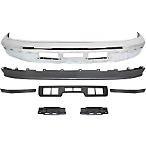 7-Piece Kit Front Old Body Style, For Models With Bumper and Bumper Cut Outs, Without Center Air Holes and Lightning Package, Chrome, Includes (1) Bumper, (2) Bumper Bracket, (3) Bumper Trim, and (1) Valance