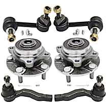 6-Piece Kit Front, Driver and Passenger Side Suspension, includes Sway Bar Link, Tie Rod End, and Wheel Hub