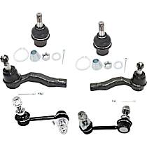 6-Piece Kit Front, Driver and Passenger Side Suspension Includes Ball Joint, Sway Bar Link, and Tie Rod End