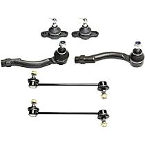 6-Piece Kit Front, Driver and Passenger Side Suspension, includes Ball Joint, Sway Bar Link, and Tie Rod End