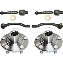 6-Piece Kit Front, Driver and Passenger Side, Lower Suspension Kit, includes (4) Tie Rod End and (2) Wheel Hub