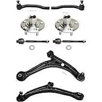 8-Piece Kit Front, Driver and Passenger Side, Lower Control Arm Kit, Includes (2) Control Arm, (4) Tie Rod End, and (2) Wheel Hub