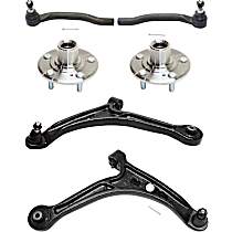 6-Piece Kit Front, Driver and Passenger Side, Lower Control Arm Kit, Includes (2) Control Arm, (2) Tie Rod End, and (2) Wheel Hub