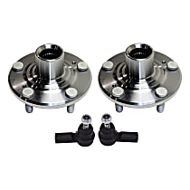 4-Piece Kit Front, Driver and Passenger Side Suspension with Tie Rod Ends and Wheel Hubs