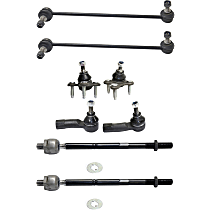 8-Piece Kit Front, Driver and Passenger Side Suspension, includes Ball Joint, Sway Bar Link, and Tie Rod End