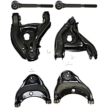 6-Piece Kit Front, Driver and Passenger Side, Upper and Lower Control Arm Kit, Includes (4) Control Arm and (2) Tie Rod End