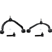 4-Piece Kit Front, Driver and Passenger Side, Upper Control Arm Kit, includes (2) Control Arm and (2) Tie Rod End