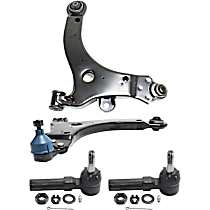 4-Piece Kit Front, Driver and Passenger Side, Lower Control Arm Kit,  Includes (2) Control Arm and (2) Tie Rod End