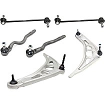 6-Piece Kit Front, Driver and Passenger Side, Lower Control Arms with Sway Bar Links and Tie Rod Ends, Rear Wheel Drive