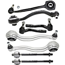 Front, Driver and Passenger Side, Lower, Frontward and Rearward Control Arm Kit, Rear Wheel Drive, includes Tie Rod Ends