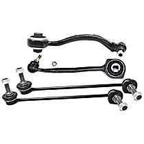 4-Piece Kit Front, Driver and Passenger Side, Lower, Rearward Control Arm Kit,  Includes (2) Control Arm and (2) Sway Bar Link