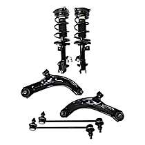 6-Piece Kit Front, Driver and Passenger Side Suspension Includes Control Arms, Loaded Struts, and Sway Bar Links