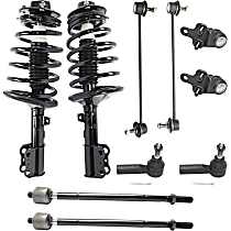 10-Piece Kit Front, Driver and Passenger Side Suspension Includes Ball Joint, Loaded Strut, Sway Bar Link, and Tie Rod End