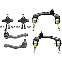 6-Piece Kit Front, Driver and Passenger Side, Upper Control Arm Kit,  Includes (2) Ball Joint, (2) Control Arm, and (2) Tie Rod End