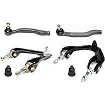 6-Piece Kit Front, Driver and Passenger Side, Upper Control Arm Kit, Includes (2) Ball Joint, (2) Control Arm, and (2) Tie Rod End