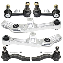 6-Piece Kit Front, Driver and Passenger Side, Lower, Frontward Control Arm Kit, Includes (2) Control Arm, (2) Sway Bar Link, and (2) Tie Rod End