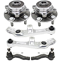 6-Piece Kit Front, Driver and Passenger Side, Lower, Frontward Control Arm Kit, Includes (2) Control Arm, (2) Tie Rod End, and (2) Wheel Hub