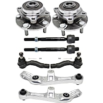 8-Piece Kit Front, Driver and Passenger Side, Lower, Frontward Control Arm Kit, Includes (2) Control Arm, (4) Tie Rod End, and (2) Wheel Hub