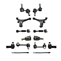 Front, Driver and Passenger Side Control Arm Kit, Four Wheel Drive and Front Wheel Drive, includes Ball Joints, Sway Bar Links, and Tie Rod Ends