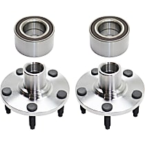 4-Piece Kit Front, Driver and Passenger Side Wheel Hub, Without Bearings and Races, OE Design, 5 Lugs, With Bearing, AWD, includes (2) Wheel Bearing and (2) Wheel Hub