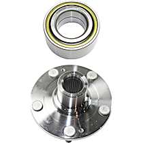 2-Piece Kit Front, Driver and Passenger Side Wheel Hub, FWD, 5 Lugs, Without Bearing,  Includes (1) Wheel Bearing and (1) Wheel Hub - Front, Driver and Passenger Side
