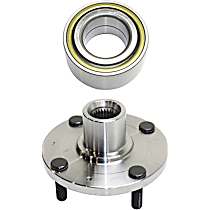 2-Piece Kit Front, Driver and Passenger Side Wheel Hub, 4 Lugs, Without Bearing,  Includes (1) Wheel Bearing and (1) Wheel Hub
